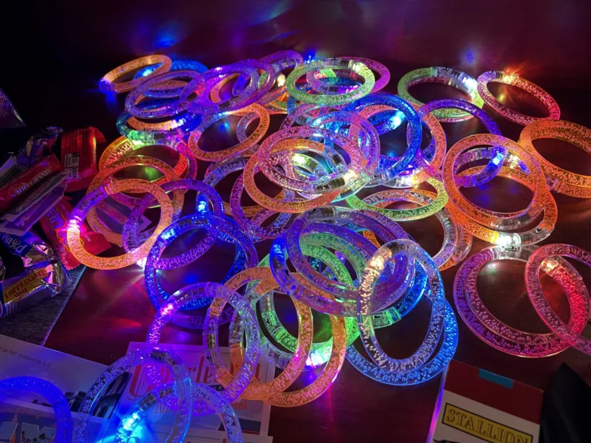 colorful sticks LED souvenirs giveaways closeup top angle view Glow Bracelets