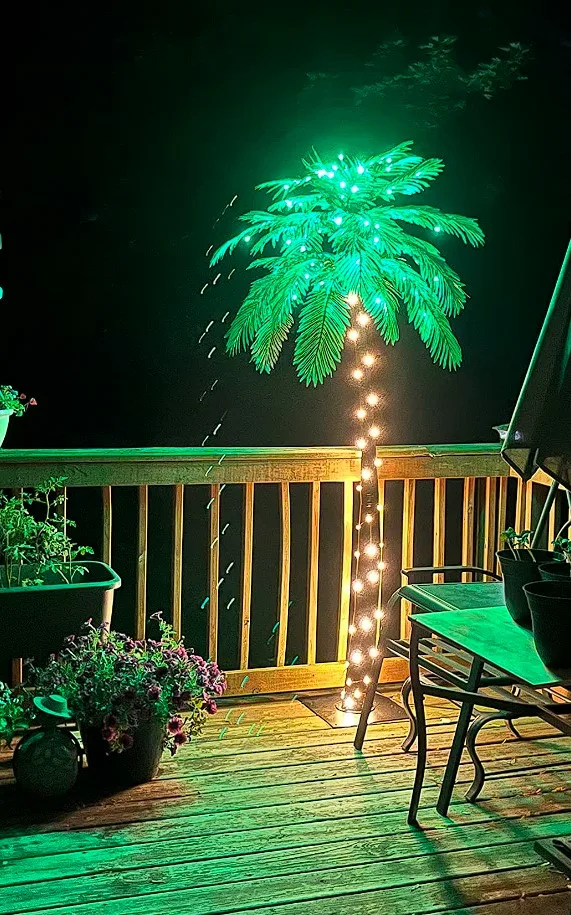 Tropical Party Lights Coconut Tree With String Lights Outdoor