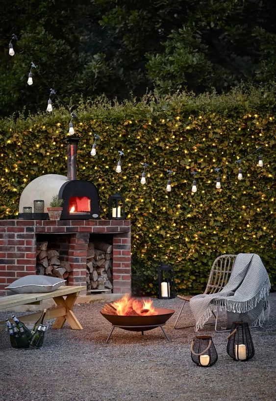 Lights For Garden Bulb String Lights With Brick Oven Campstyle Theme