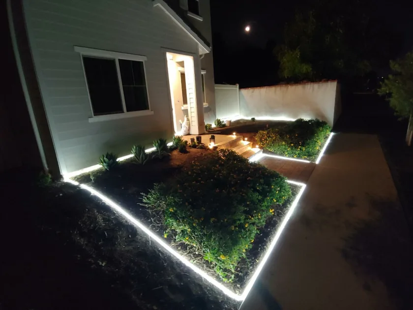 White Garden Outdoors Side Angle View Led Rope Lights
