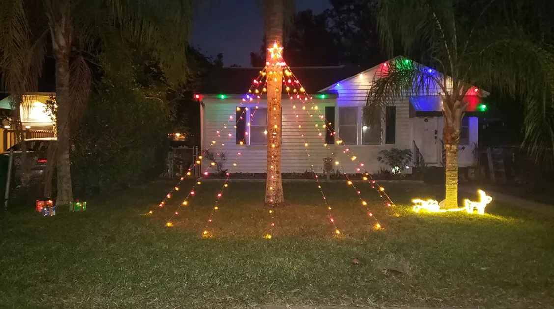 Christmas Yard Decorations String Lights Triangle Shape With Star And Ground Led Decoration