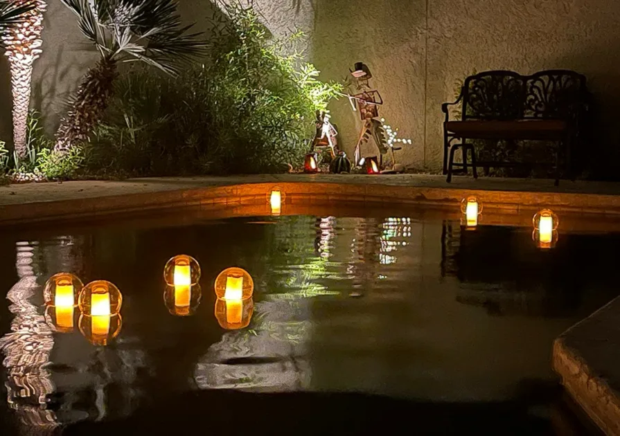 Poolside Party Lights With Glowing Pool Light Bulbs