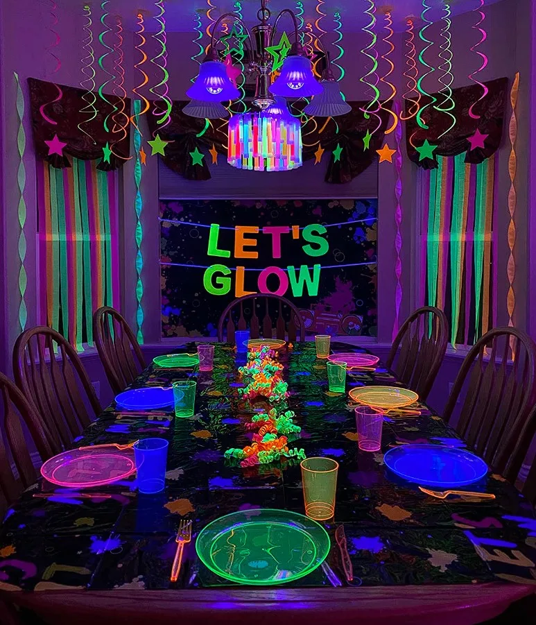 Retro Dance Party Glow In The Dark Dining Area