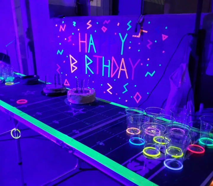 Black Party Lights Ping Pong Table Birthday Decor