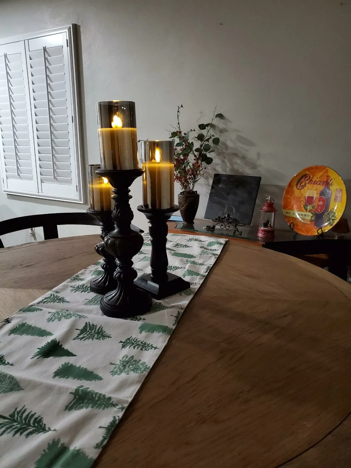Warm Ledcandles Wooden Round Table Lights Decor